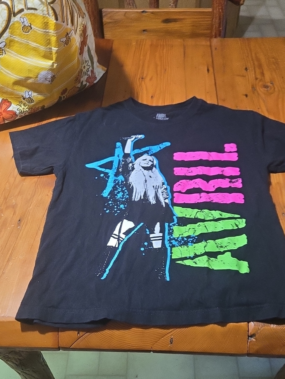 Avril Lavigne Sz S Greatest Hit Tour Tee with Pink & Green Neon Print
